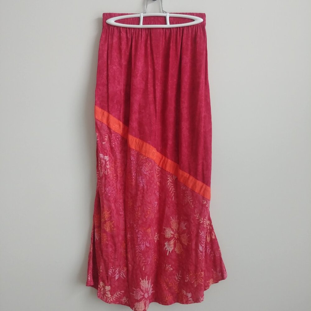 Island Girl Antigua West Indies long asymmetrical pink maxi skirt rayon Small - Picture 6 of 13
